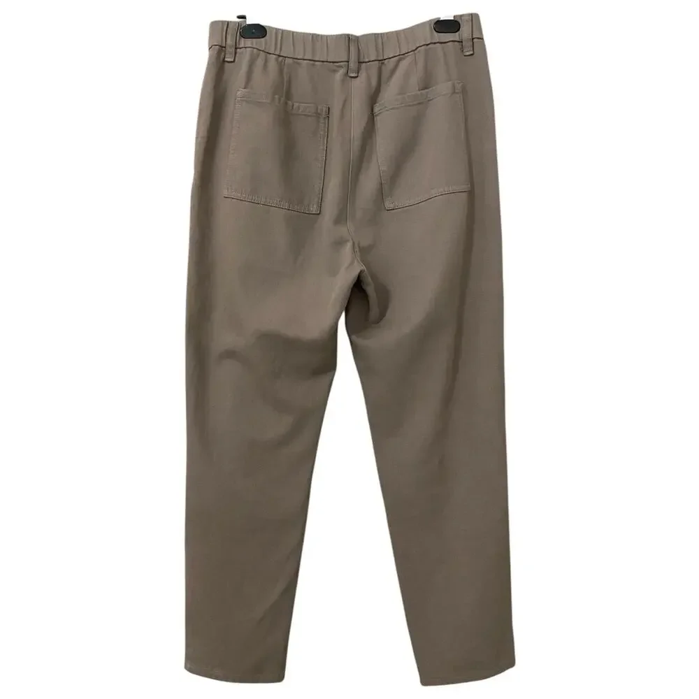 Eileen Fisher Garment-Dyed Utility Organic Cotton Tapered Pant Small Taupe Gray - Picture 11 of 13